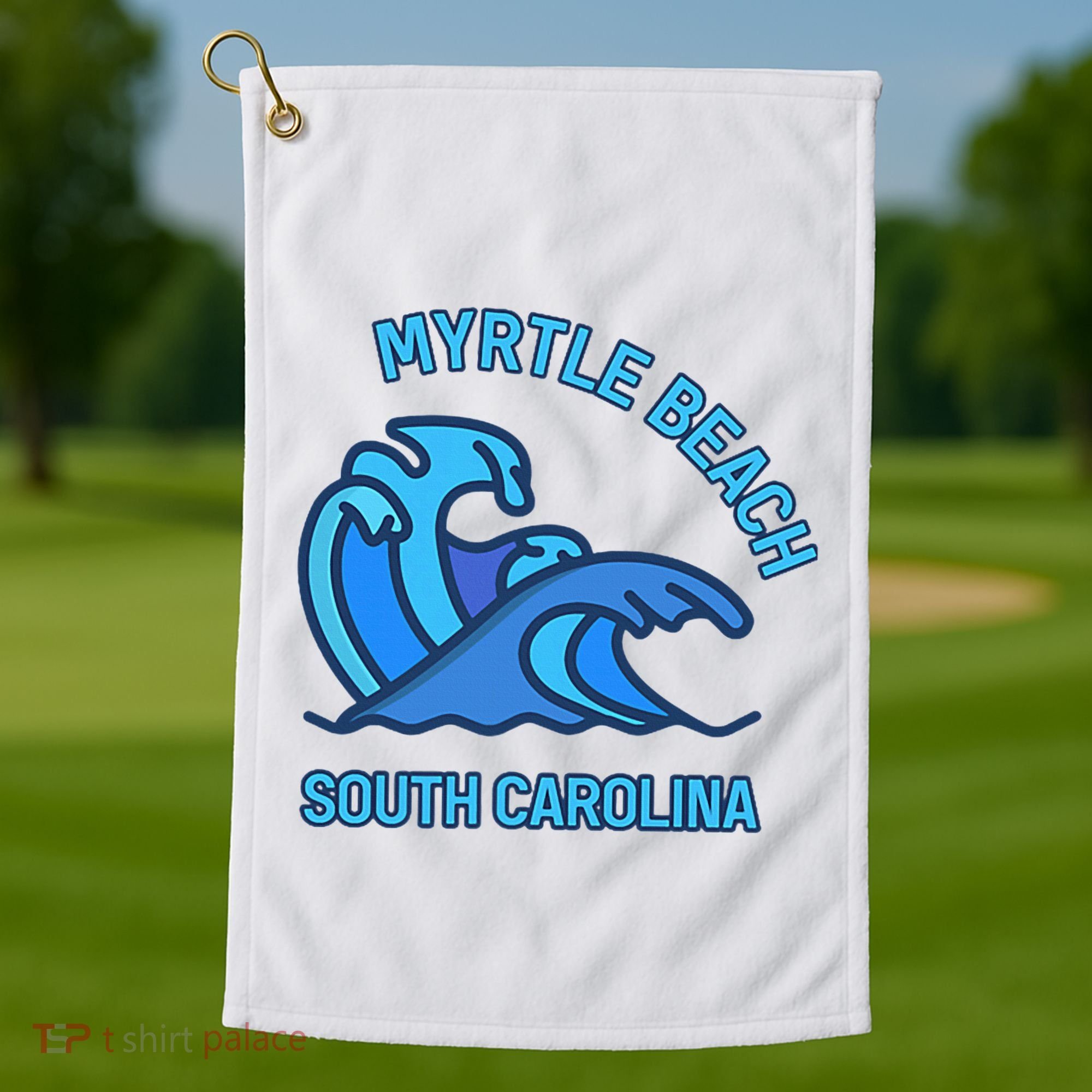 Graphic Myrtle Beach South Carolina Pocket Wave Souvenir Golf Towel