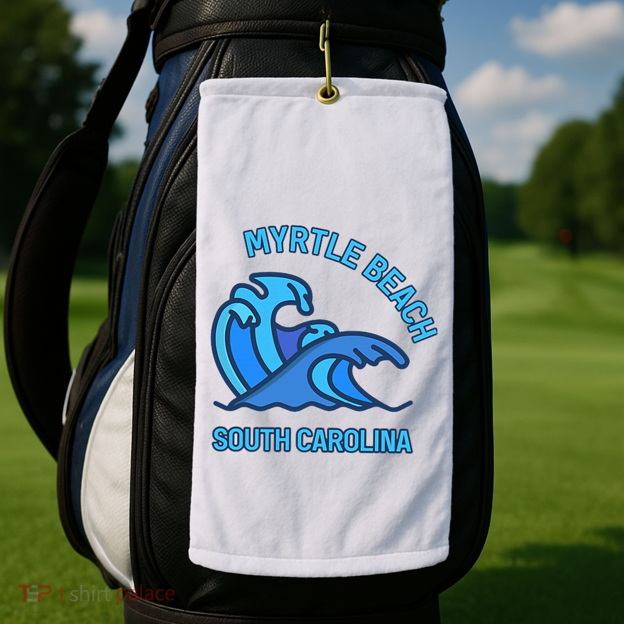 Graphic Myrtle Beach South Carolina Pocket Wave Souvenir Golf Towel
