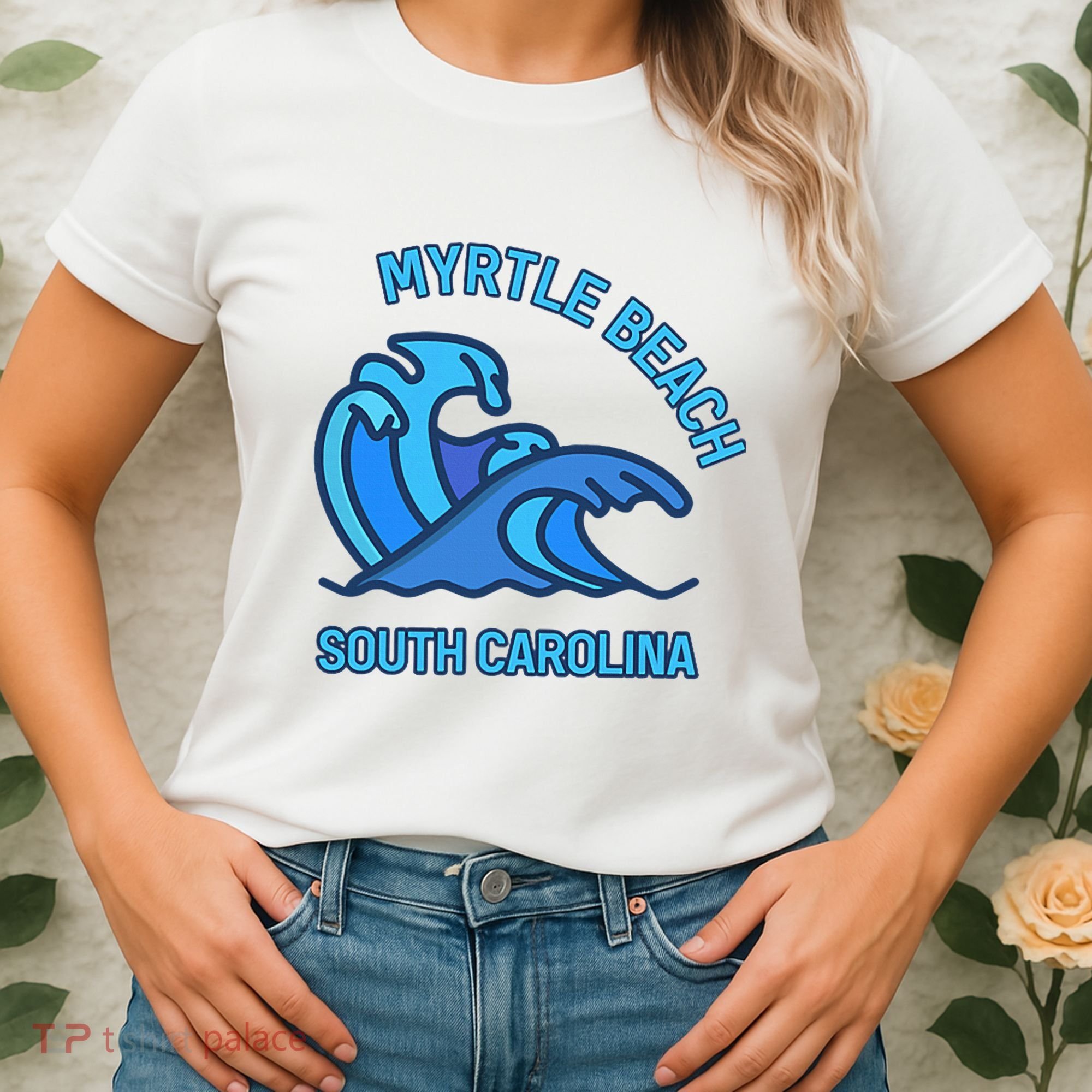 Graphic Myrtle Beach South Carolina Pocket Wave Souvenir Women's T-Shirt