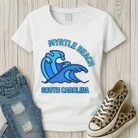 Graphic Myrtle Beach South Carolina Pocket Wave Souvenir Women's T-Shirt thumb 3