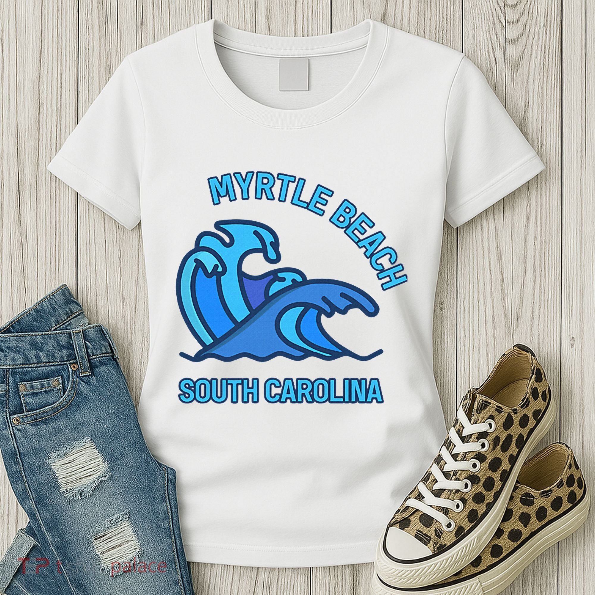 Graphic Myrtle Beach South Carolina Pocket Wave Souvenir Women's T-Shirt