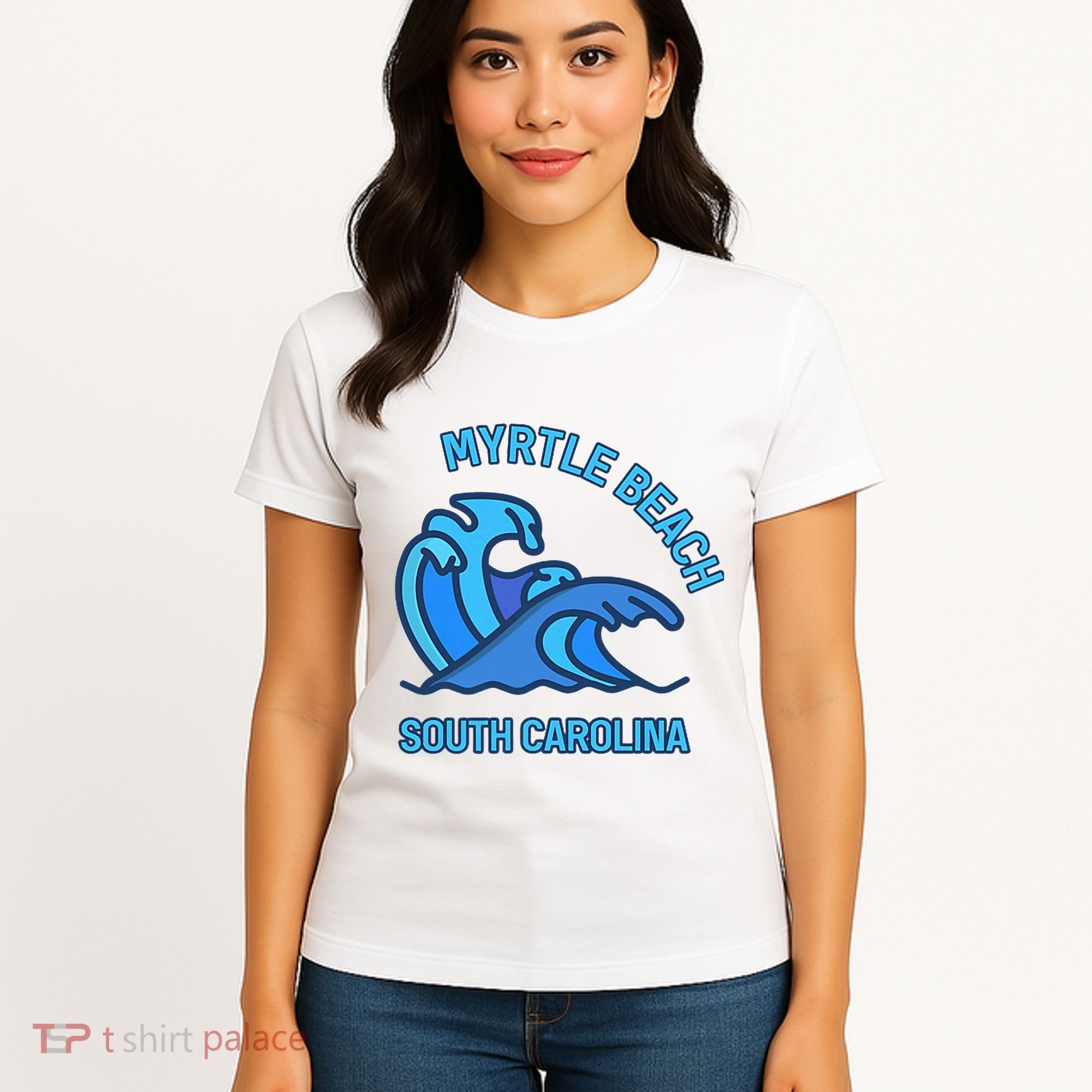 Graphic Myrtle Beach South Carolina Pocket Wave Souvenir Women's T-Shirt