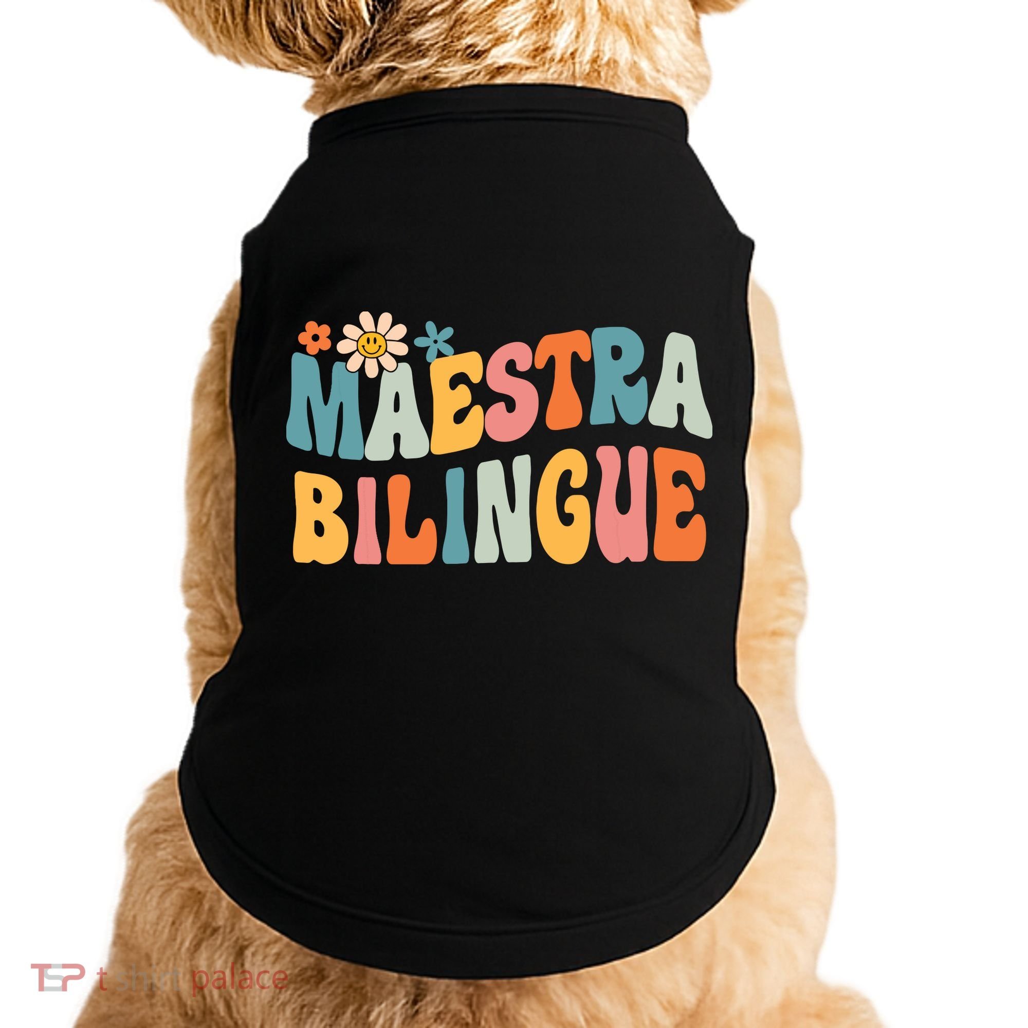Groovy Maestra Bilingue Spanish Teacher Retro Doggie Tank