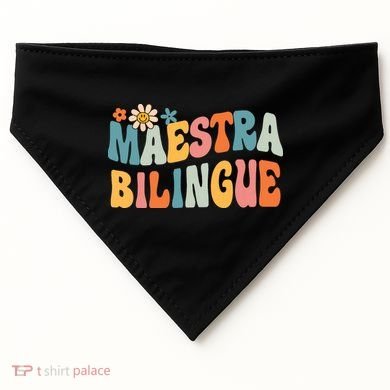 Groovy Maestra Bilingue Spanish Teacher Retro USA-Made Doggie Bandana