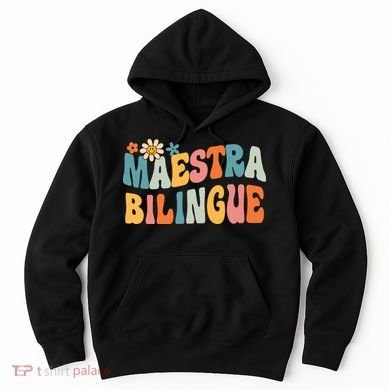 Groovy Maestra Bilingue Spanish Teacher Retro Hoodie
