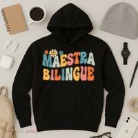 Groovy Maestra Bilingue Spanish Teacher Retro Hoodie thumb 3