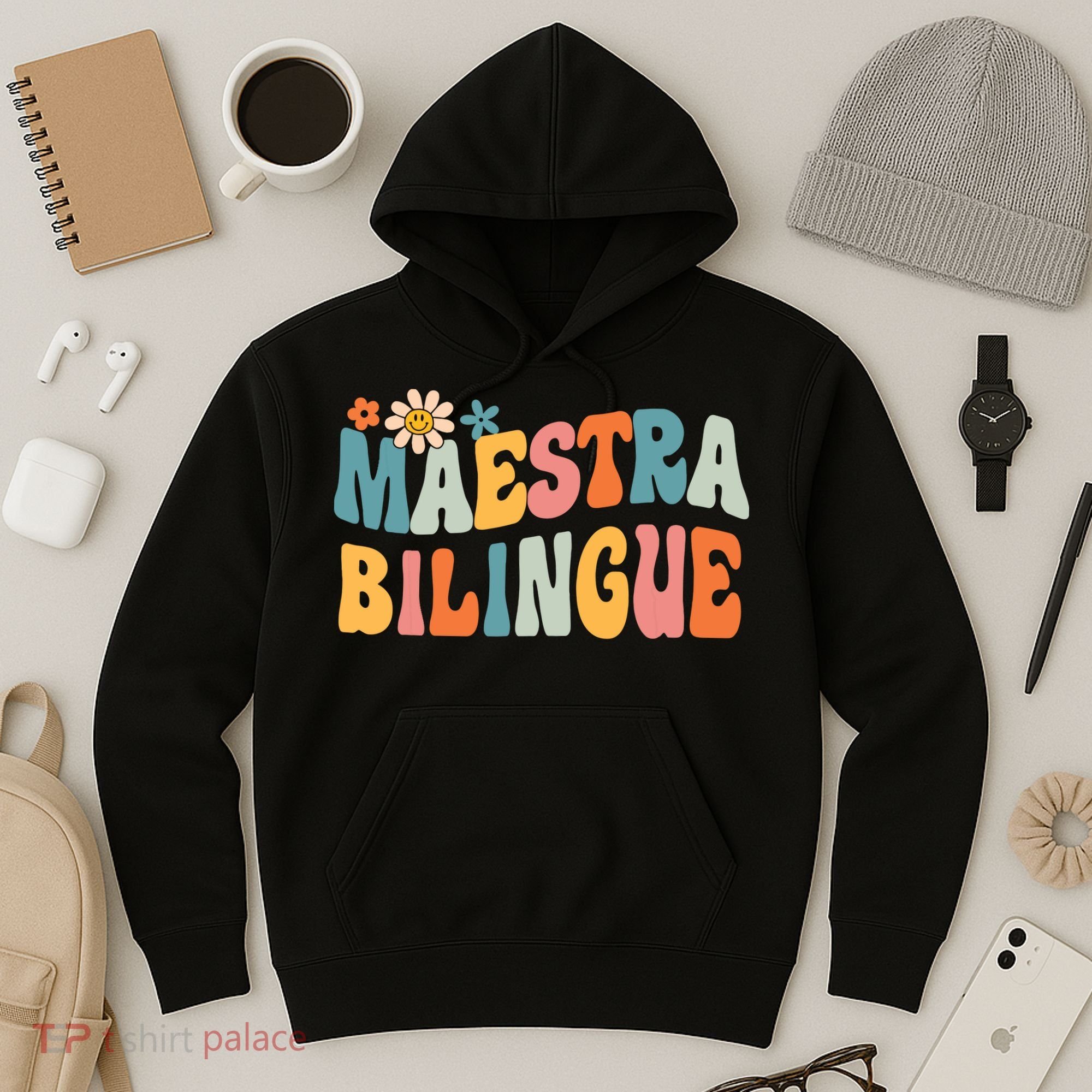 Groovy Maestra Bilingue Spanish Teacher Retro Hoodie