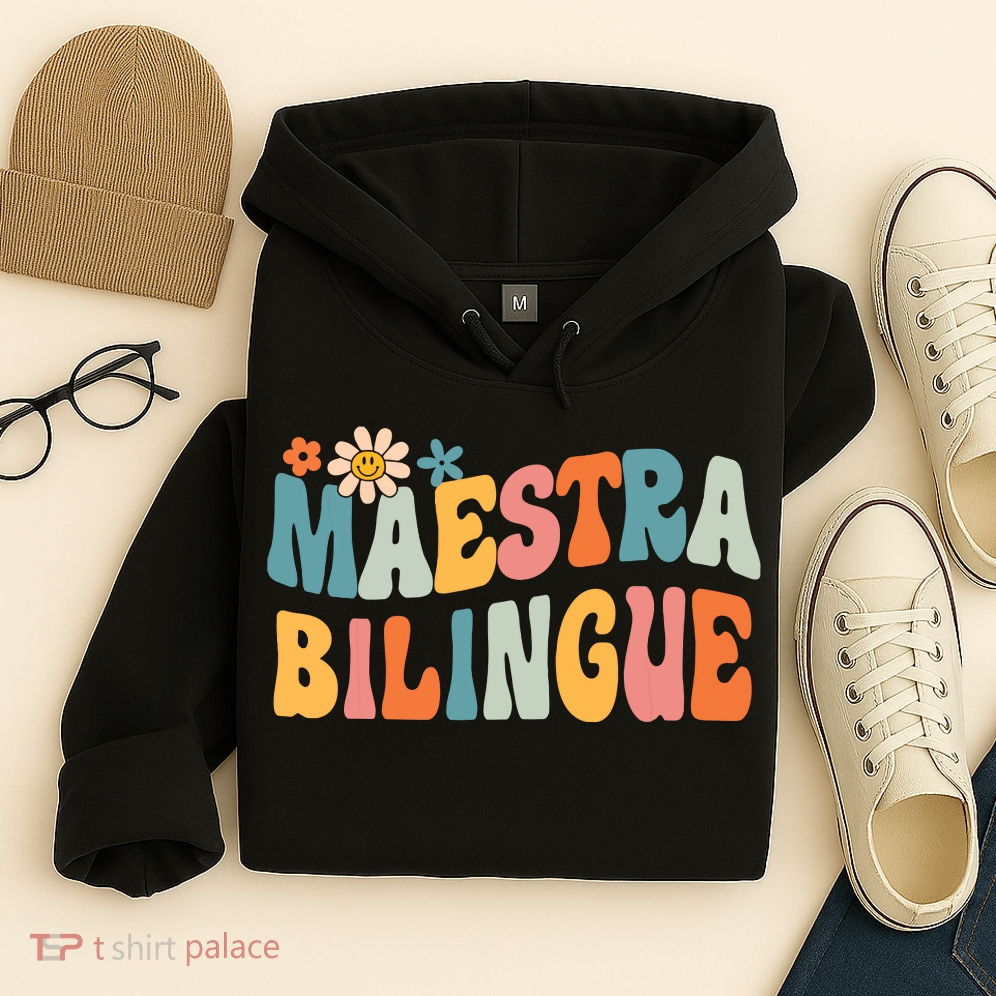 Groovy Maestra Bilingue Spanish Teacher Retro Hoodie