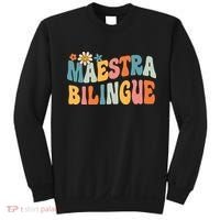 Groovy Maestra Bilingue Spanish Teacher Retro Sweatshirt thumb 0