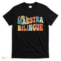 Groovy Maestra Bilingue Spanish Teacher Retro T-Shirt thumb 0