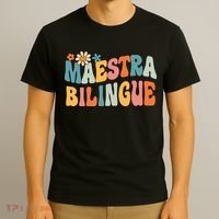 Groovy Maestra Bilingue Spanish Teacher Retro T-Shirt thumb 3
