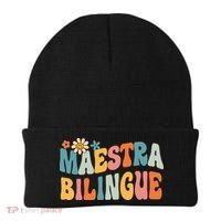 Groovy Maestra Bilingue Spanish Teacher Retro Beanie thumb 0