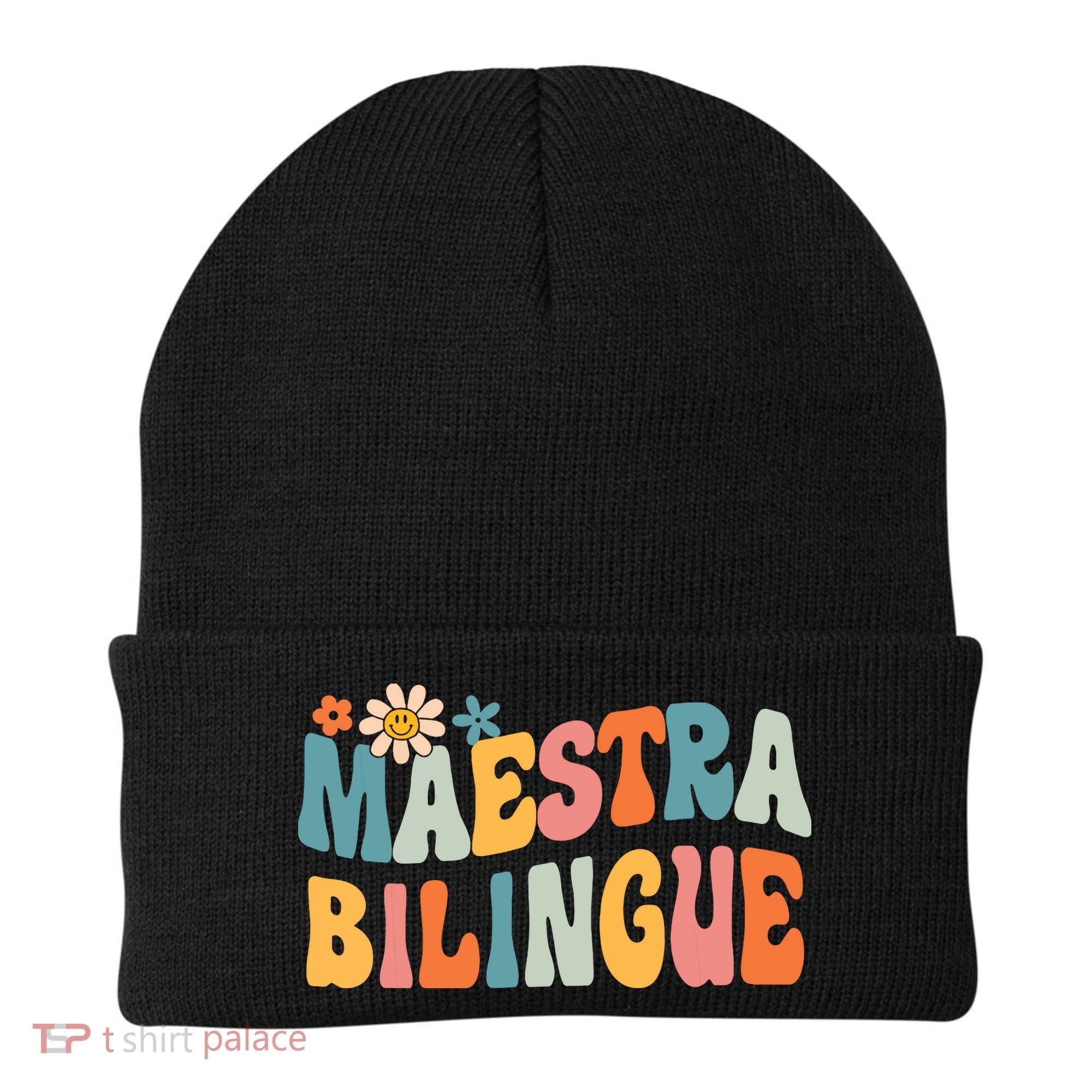 Groovy Maestra Bilingue Spanish Teacher Retro Beanie