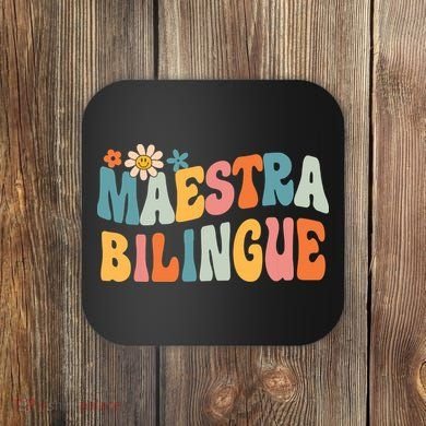 Groovy Maestra Bilingue Spanish Teacher Retro Coaster