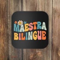 Groovy Maestra Bilingue Spanish Teacher Retro Coaster thumb 0