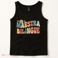 Groovy Maestra Bilingue Spanish Teacher Retro Tank Top thumb 2