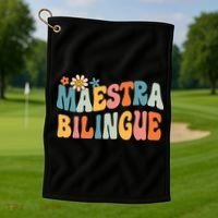 Groovy Maestra Bilingue Spanish Teacher Retro Golf Towel thumb 1