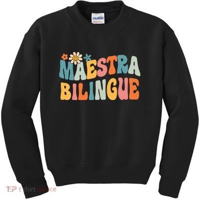 Groovy Maestra Bilingue Spanish Teacher Retro Kids Sweatshirt