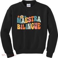 Groovy Maestra Bilingue Spanish Teacher Retro Kids Sweatshirt thumb 0