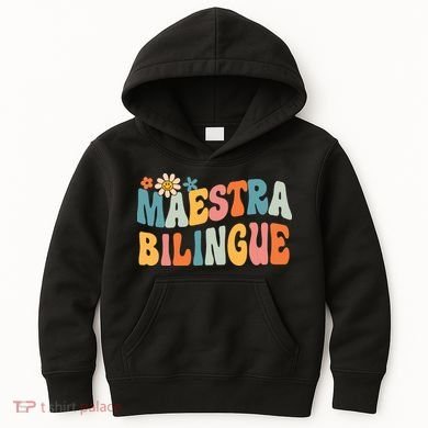 Groovy Maestra Bilingue Spanish Teacher Retro Kids Hoodie