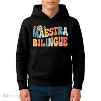 Groovy Maestra Bilingue Spanish Teacher Retro Kids Hoodie thumb 4