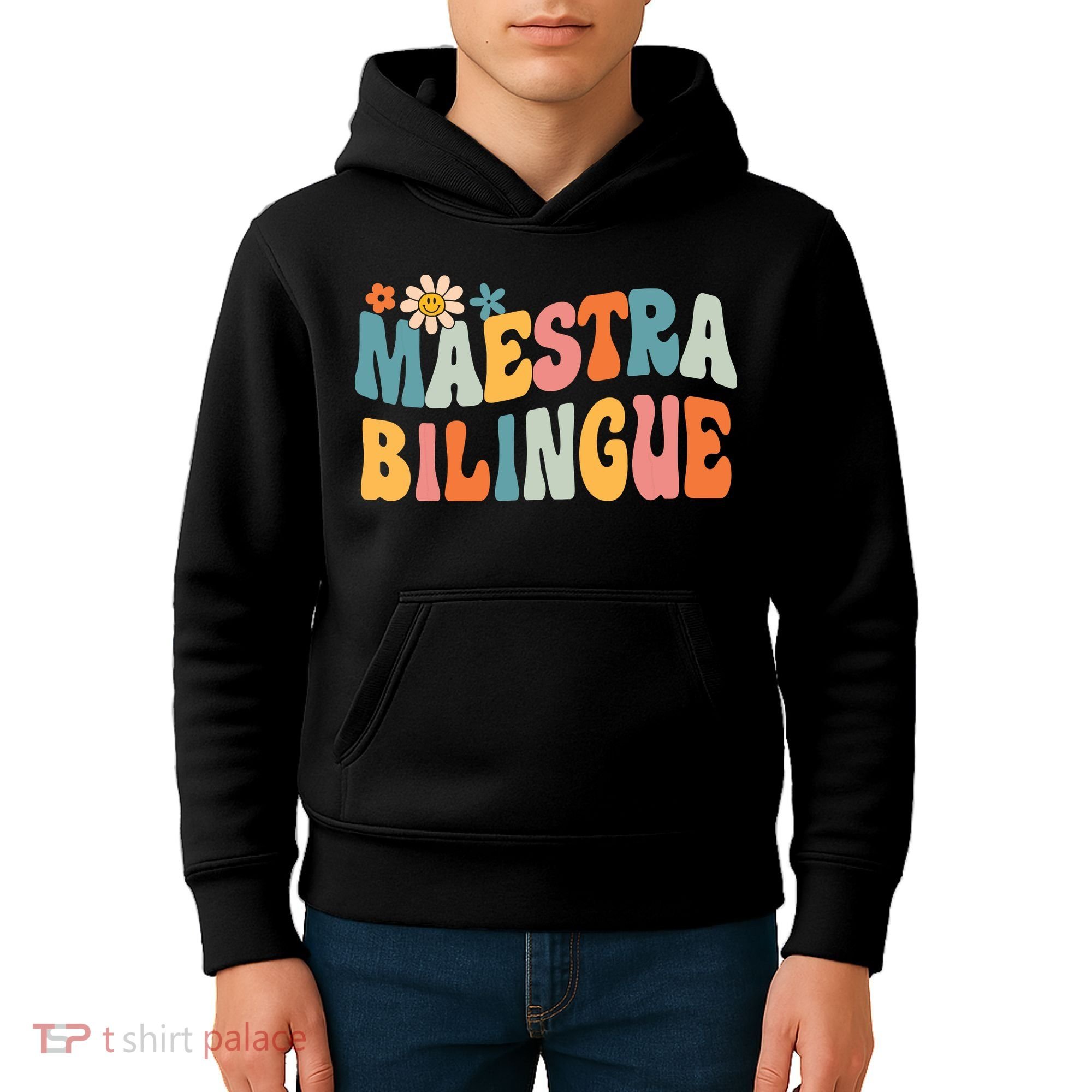 Groovy Maestra Bilingue Spanish Teacher Retro Kids Hoodie