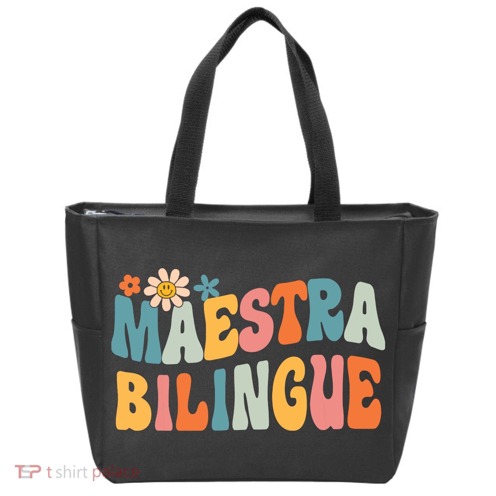 Groovy Maestra Bilingue Spanish Teacher Retro Tote Bag