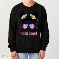 Groovy Messy Bun Third Grade Back To School Women's Sweatshirt thumb 0
