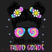 Groovy Messy Bun Third Grade Back To School Women's Sweatshirt thumb 2