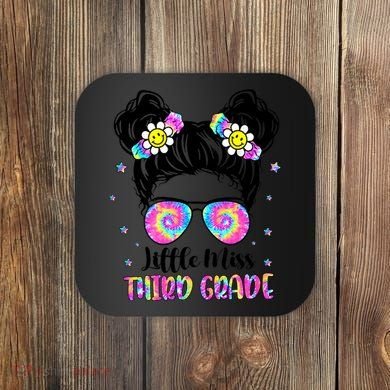 Groovy Messy Bun Third Grade Back To School Coaster