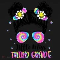 Groovy Messy Bun Third Grade Back To School Coaster thumb 2