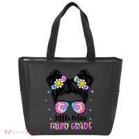 Groovy Messy Bun Third Grade Back To School Tote Bag thumb 0