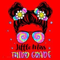 Groovy Messy Bun Third Grade Back To School Santa Hat thumb 1
