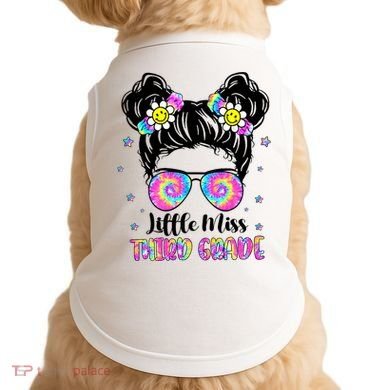 Groovy Messy Bun Third Grade Back To School Doggie Tank