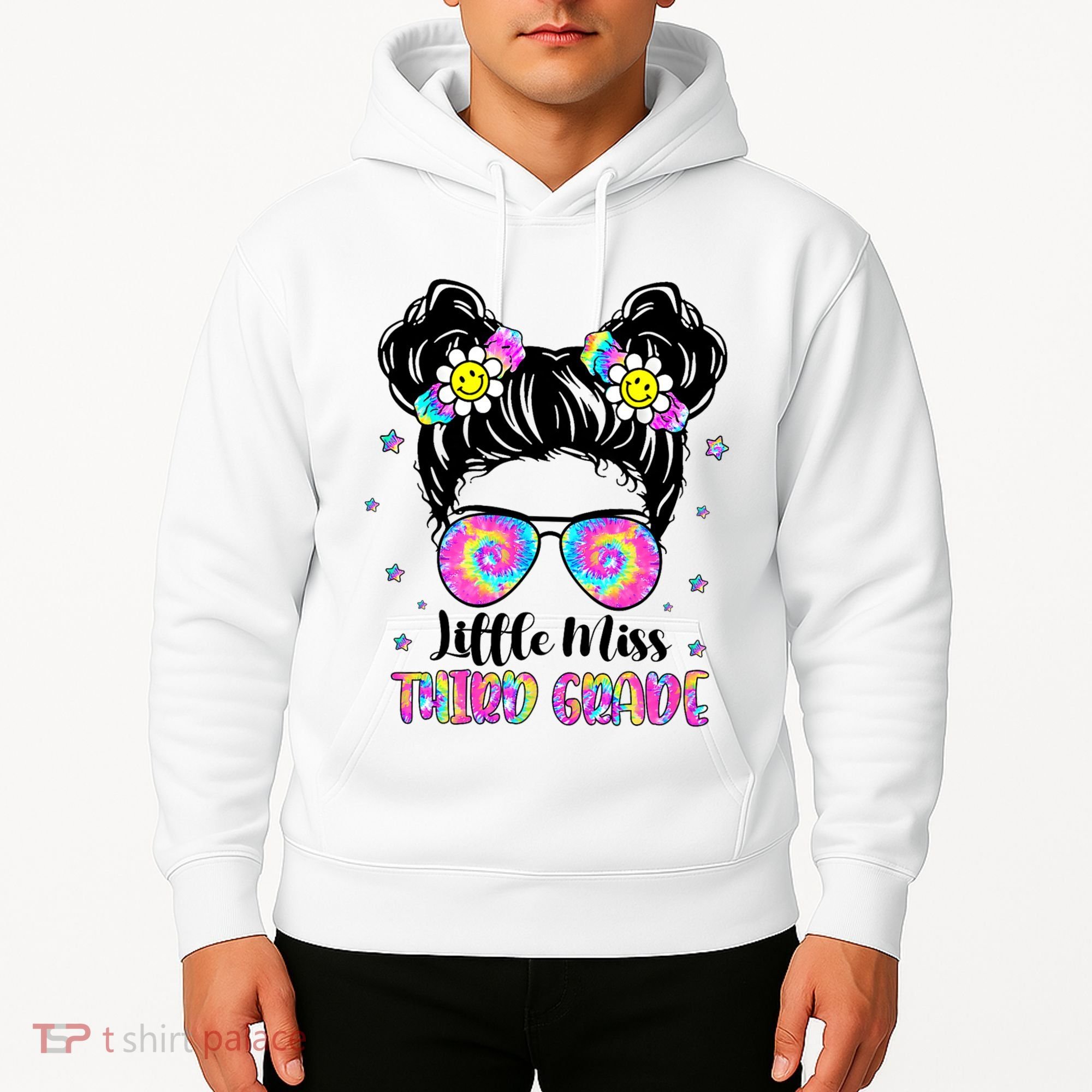 Groovy Messy Bun Third Grade Back To School Hoodie