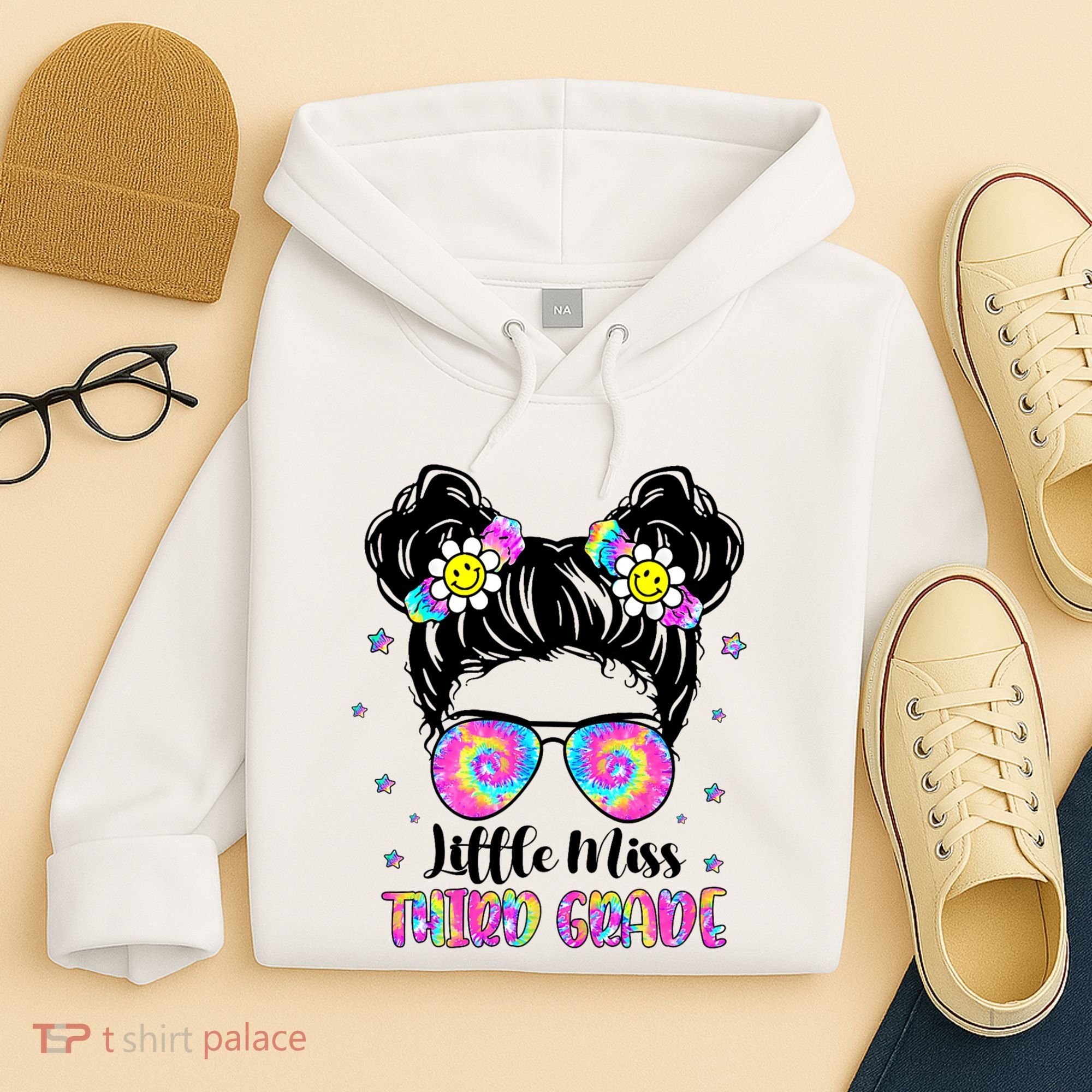 Groovy Messy Bun Third Grade Back To School Hoodie