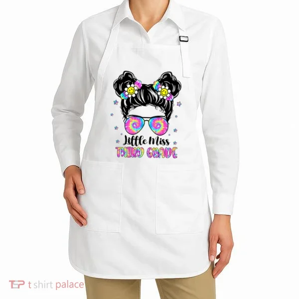 Groovy Messy Bun Third Grade Back To School Apron