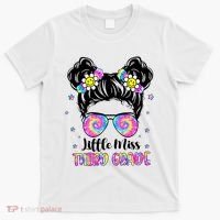 Groovy Messy Bun Third Grade Back To School T-Shirt thumb 0