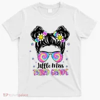 Groovy Messy Bun Third Grade Back To School T-Shirt thumb 0