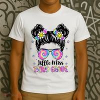 Groovy Messy Bun Third Grade Back To School T-Shirt thumb 3