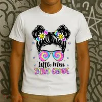 Groovy Messy Bun Third Grade Back To School T-Shirt thumb 3