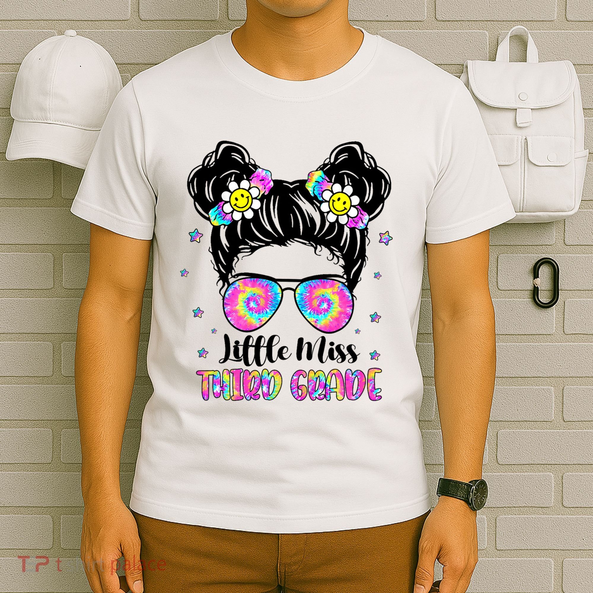 Groovy Messy Bun Third Grade Back To School T-Shirt
