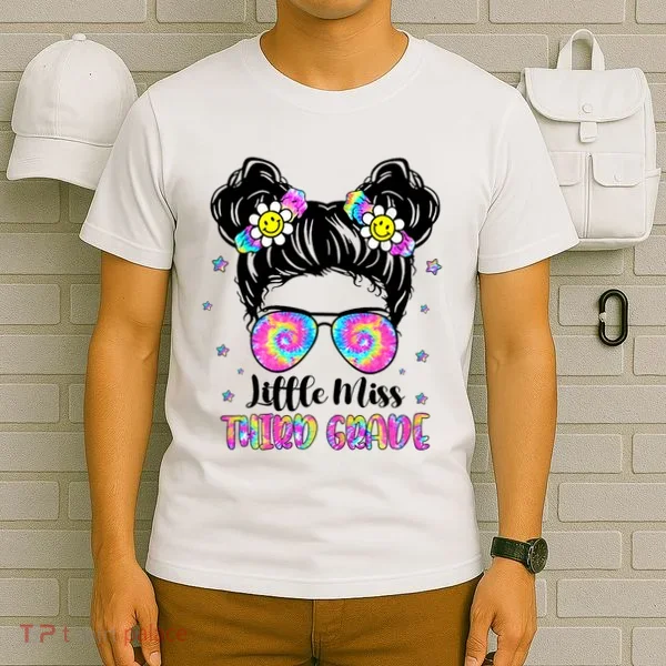 Groovy Messy Bun Third Grade Back To School T-Shirt
