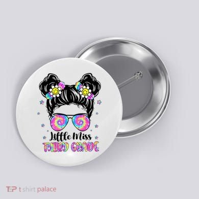 Groovy Messy Bun Third Grade Back To School Button