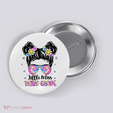 Groovy Messy Bun Third Grade Back To School Button