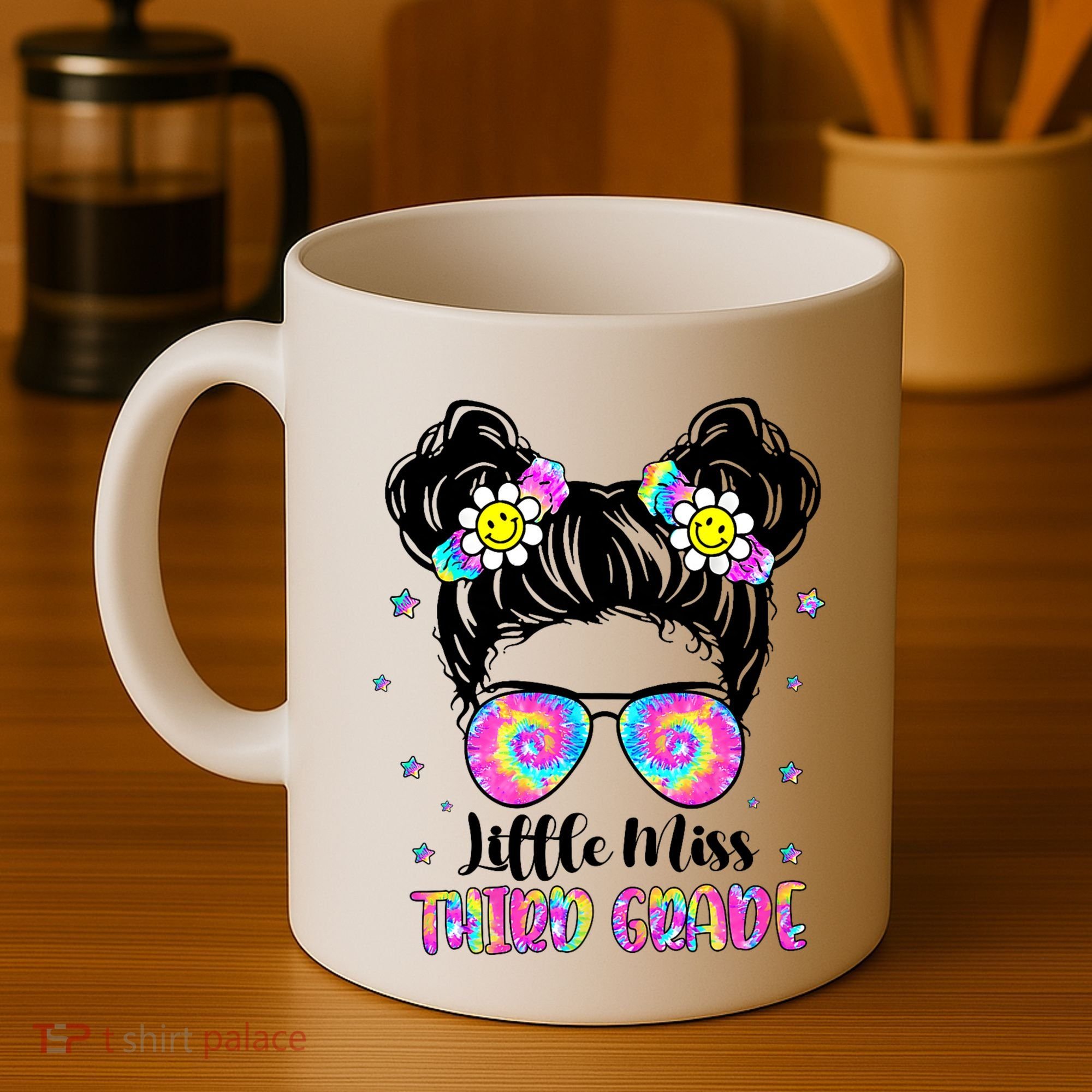 Groovy Messy Bun Third Grade Back To School Coffee Mug