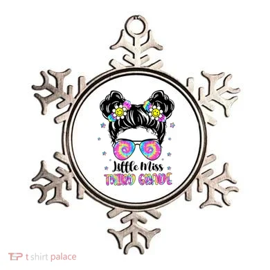 Groovy Messy Bun Third Grade Back To School Ornament