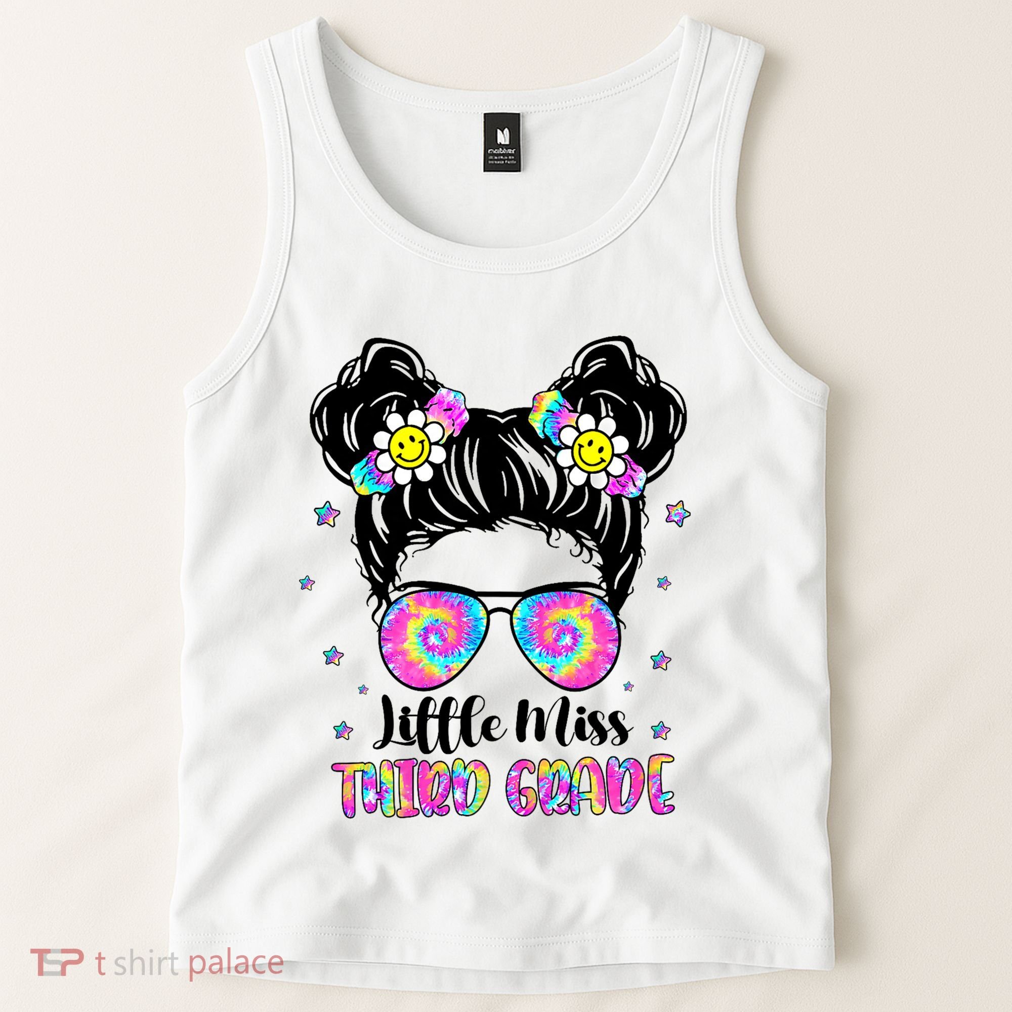 Groovy Messy Bun Third Grade Back To School Tank Top
