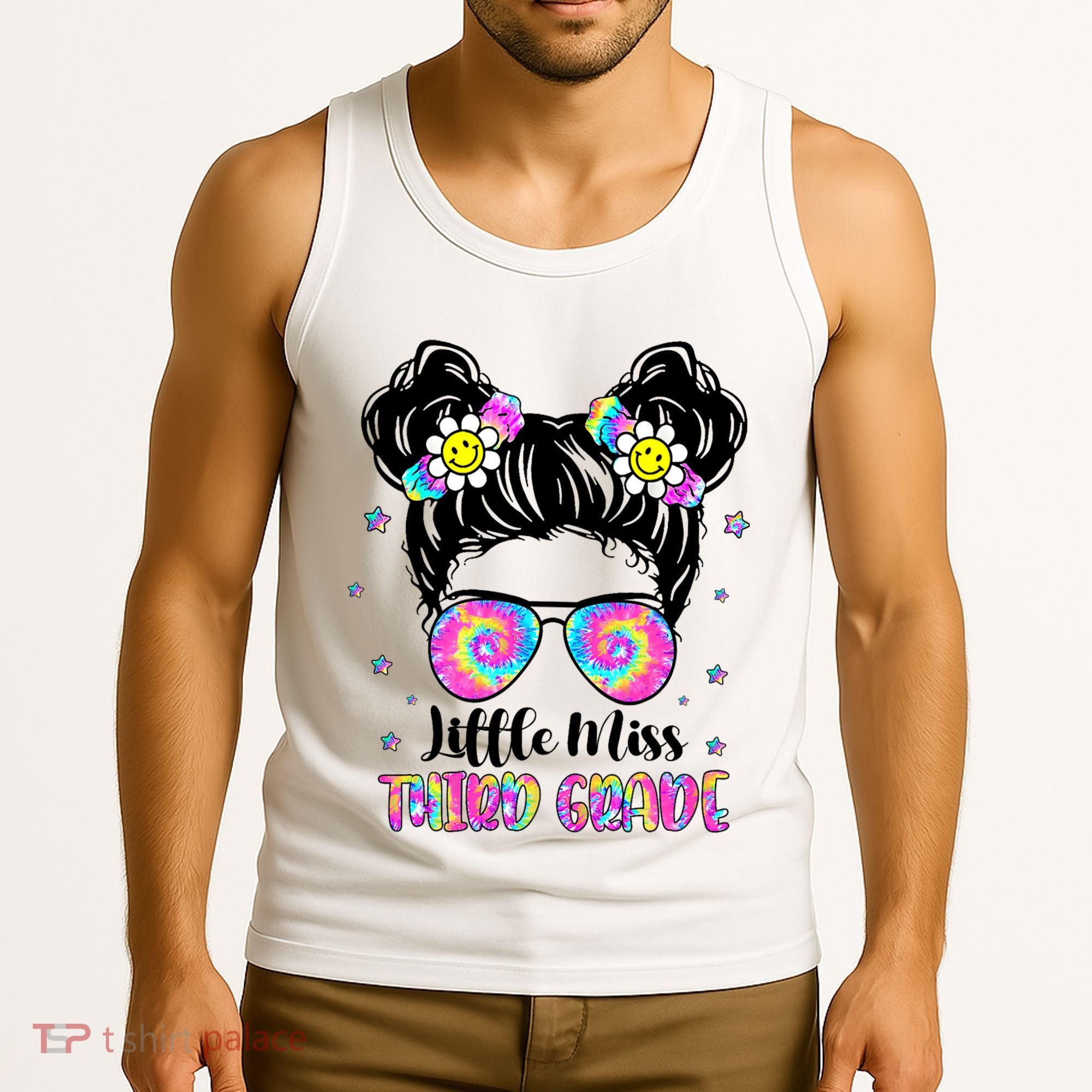 Groovy Messy Bun Third Grade Back To School Tank Top