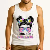 Groovy Messy Bun Third Grade Back To School Tank Top thumb 3